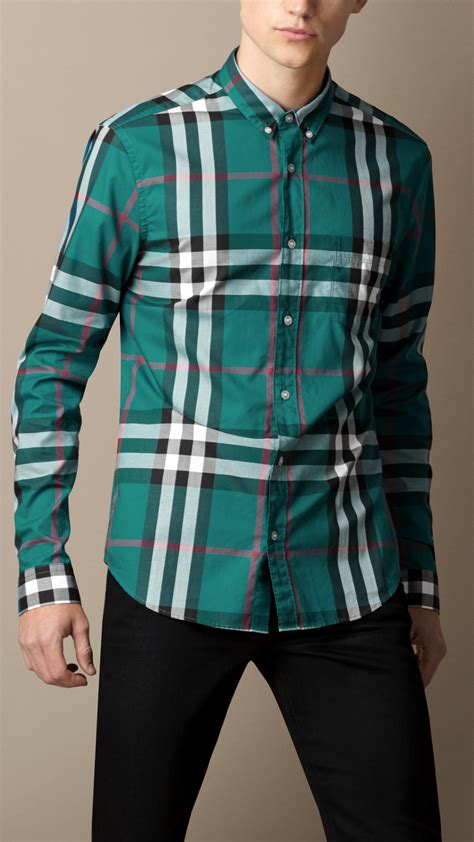 burberry green check shirt|Burberry Check button up shirt.